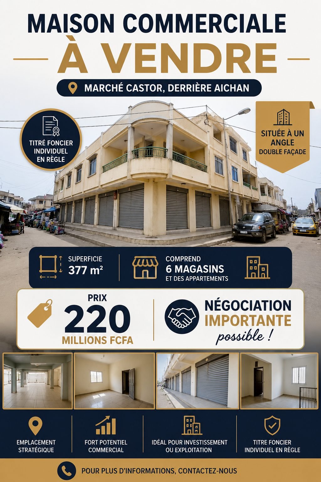 Maison double façades à vendre à Castor